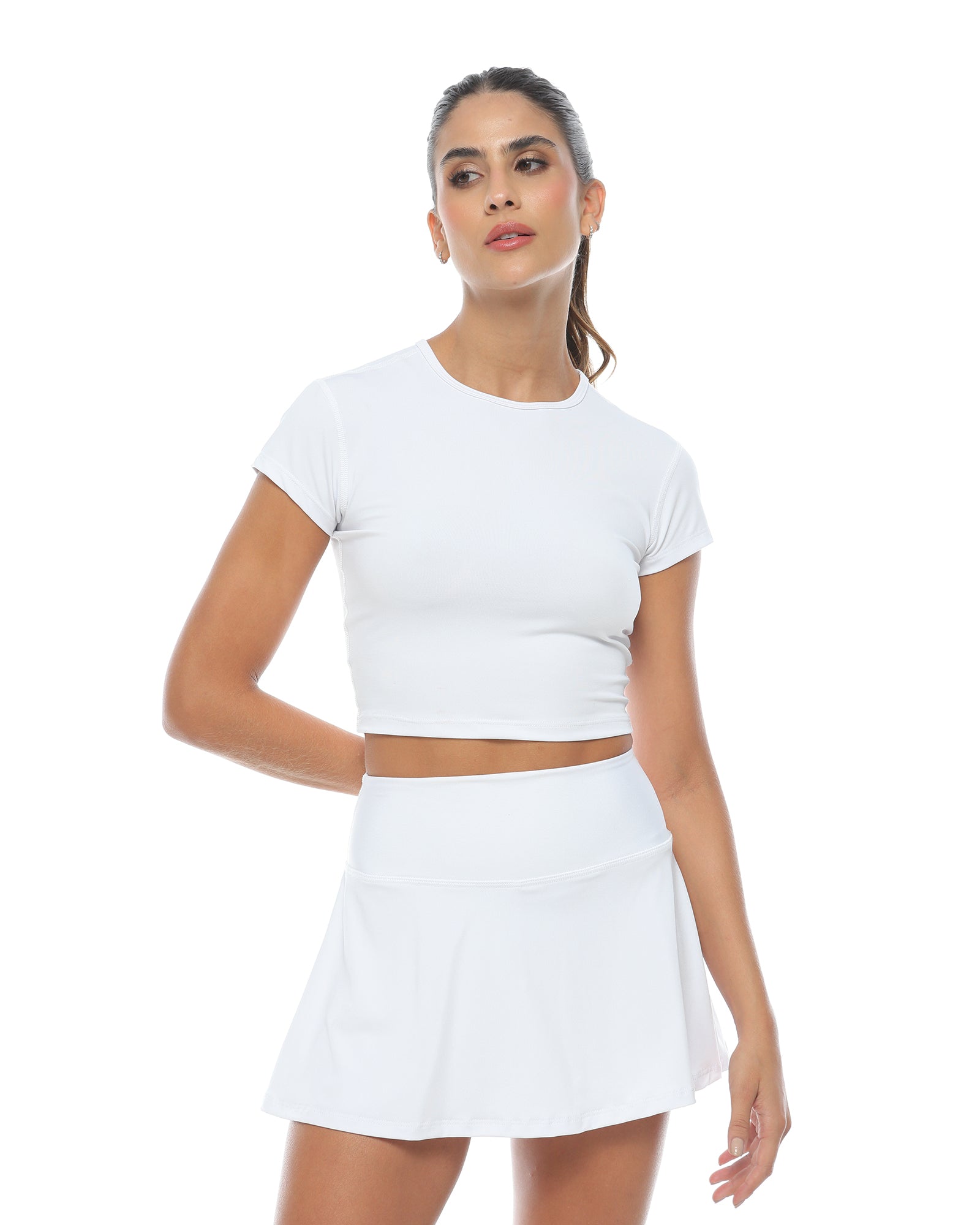 Crop Top Manga Corta Blanco