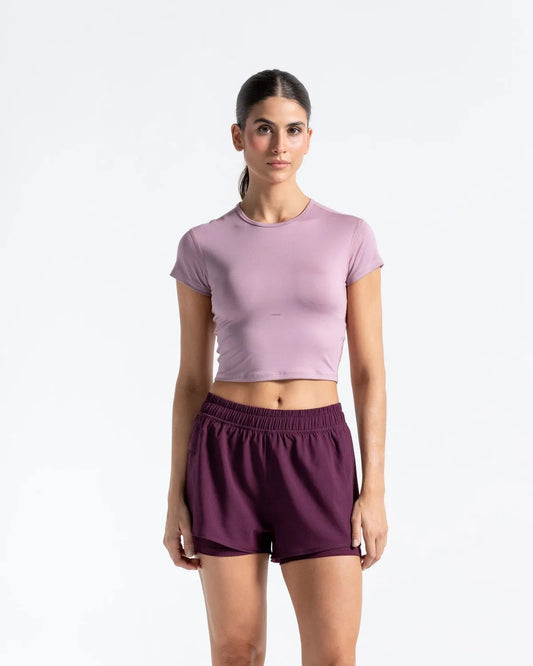 Crop Top Manga Corta Mora